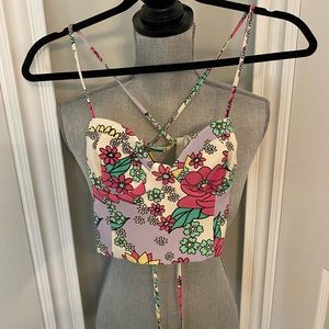 Zara criss cross floral top